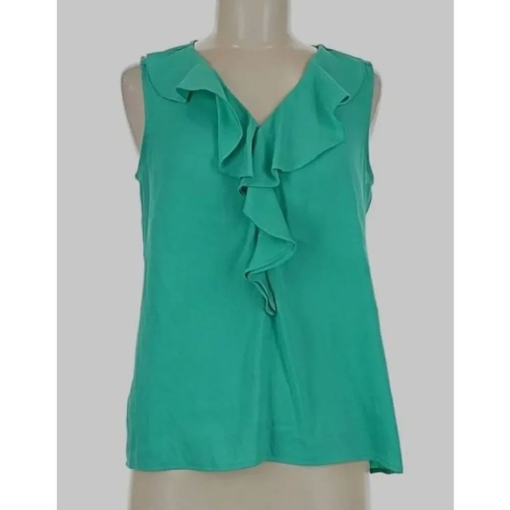 NY Collection XL Green sleeveless top with Ruffle (R)